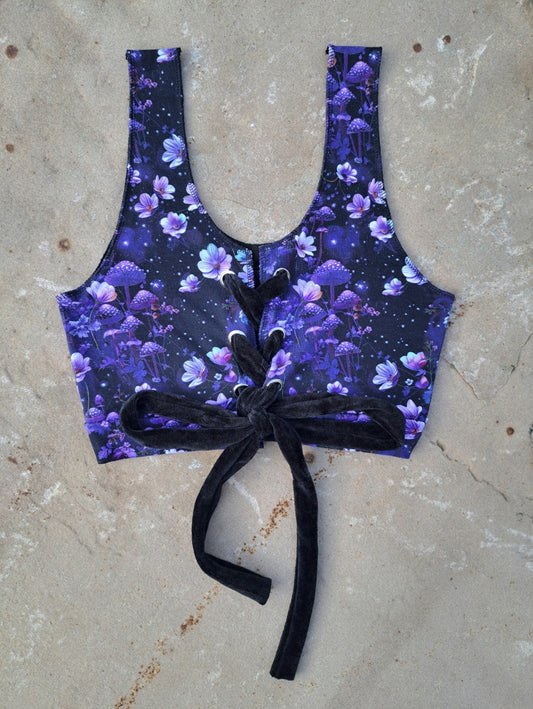 Indigo dreamscape lace-up top // small