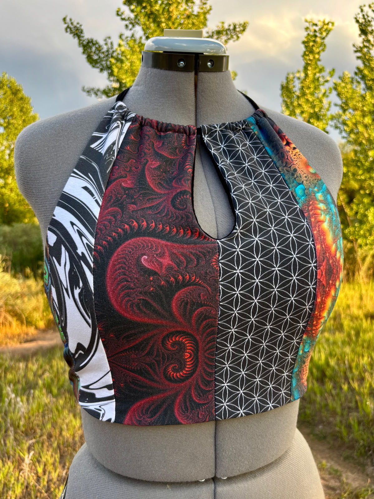 patchwork keyhole halter top // large