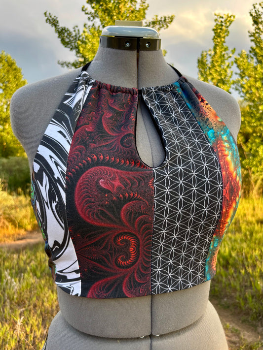 patchwork keyhole halter top // large