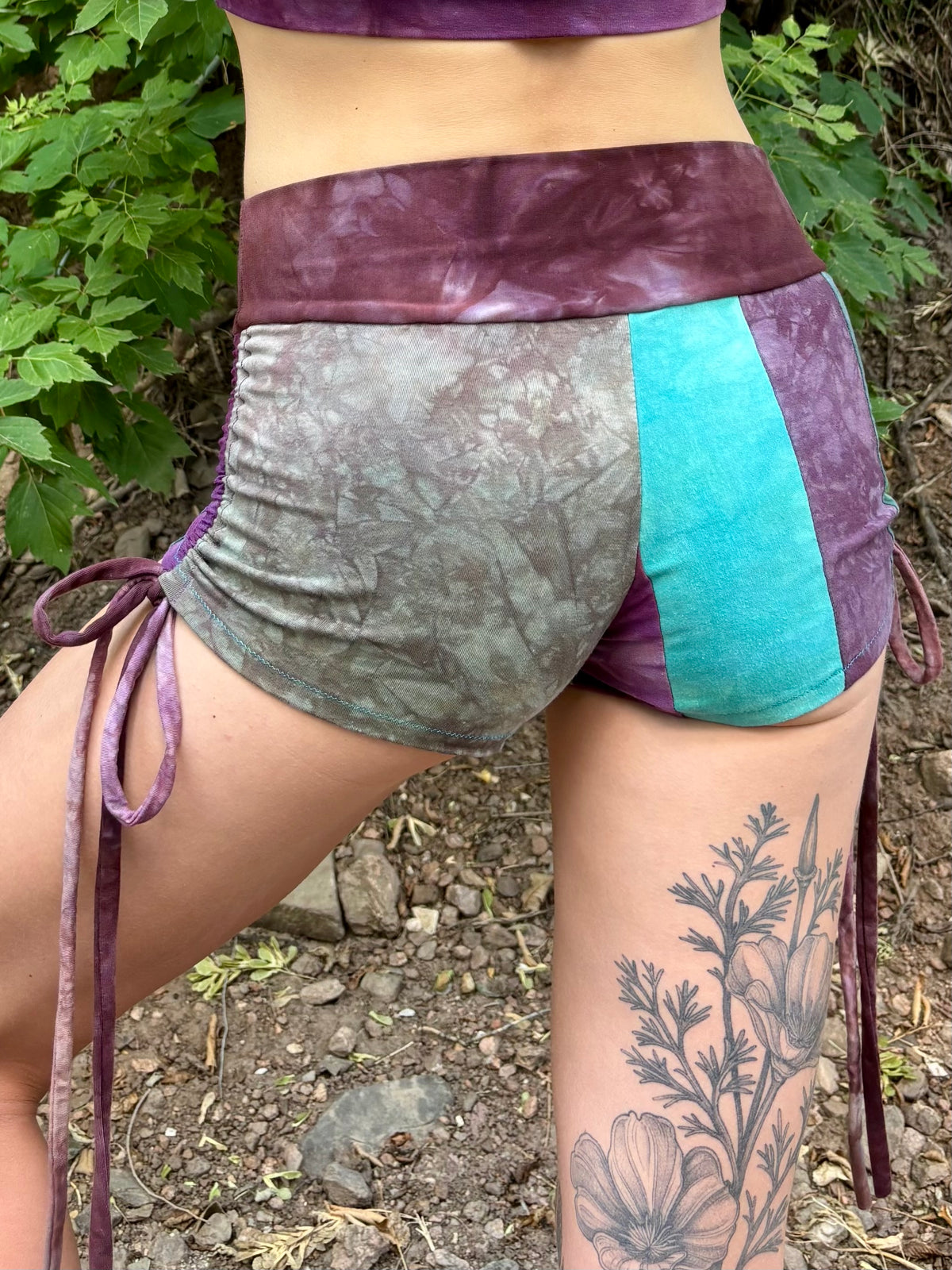patchwork cinch shorties // small-medium