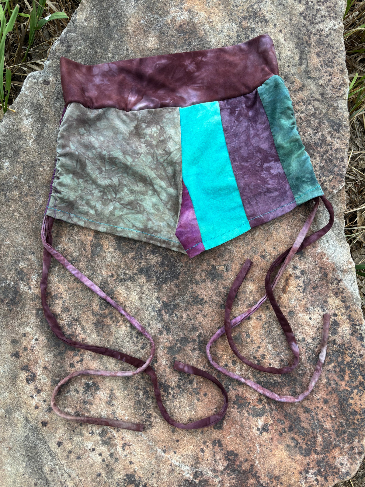 patchwork cinch shorties // small-medium