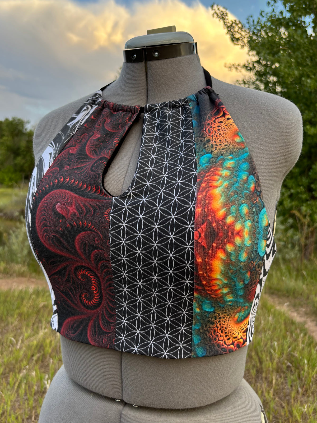 patchwork keyhole halter top // large