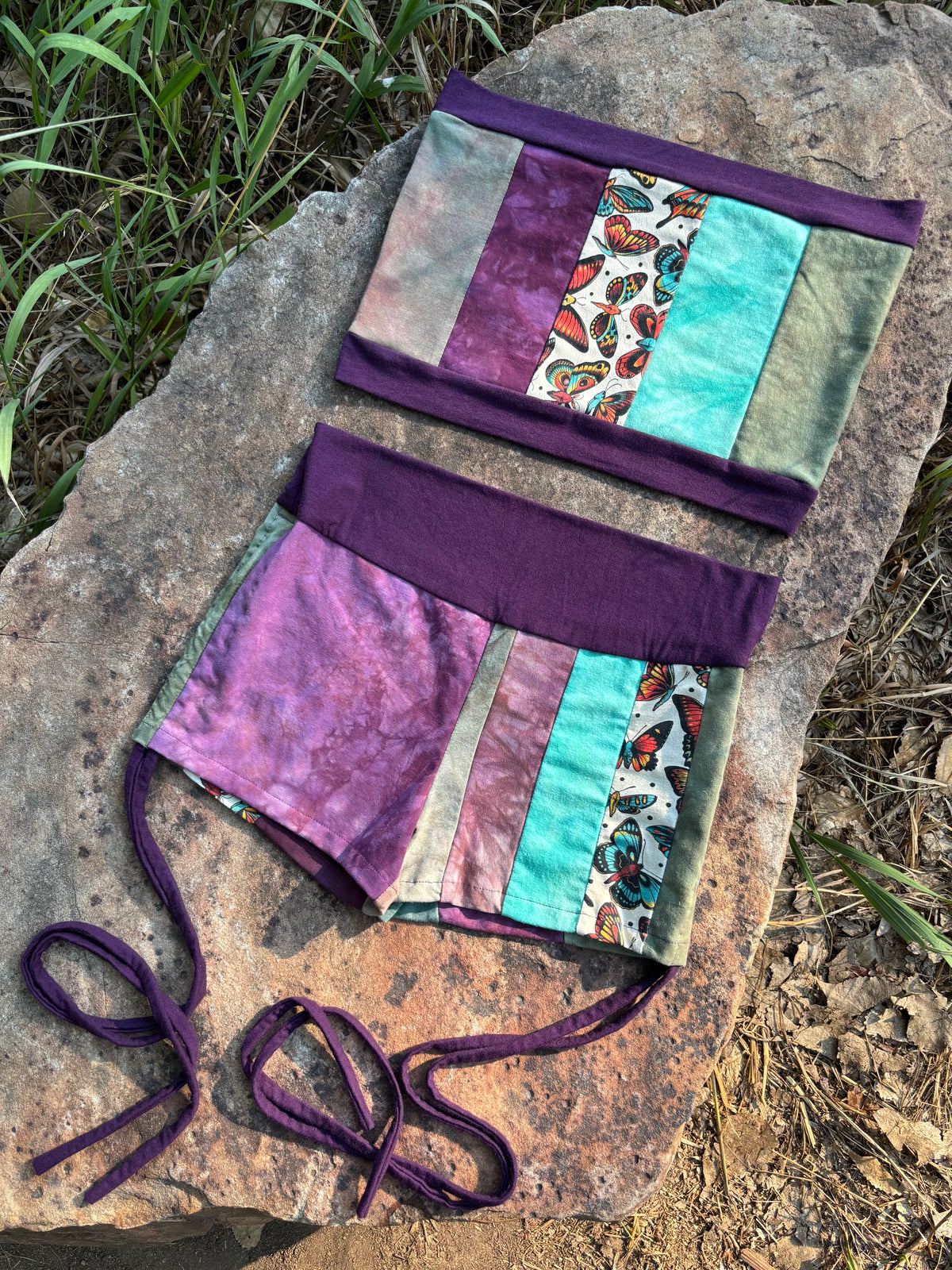 patchwork cinch shorties // large