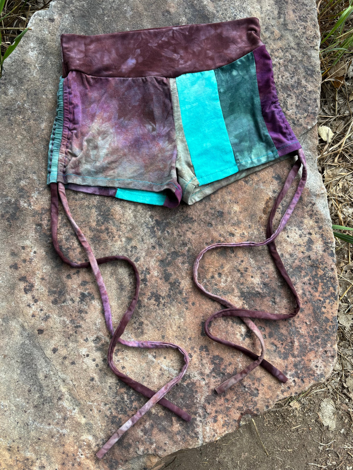 patchwork cinch shorties // small-medium